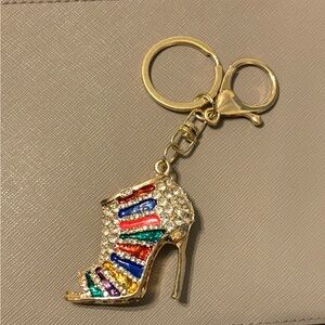 Gold High Heel Keychain with Multicolor Accents